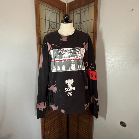 Krome Anarchy Crew Men's Pullover Goth Sweater Size L - Picture 2 of 12